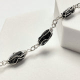 Pulsera Tejido Alpaca Piedra Turmalina Negra