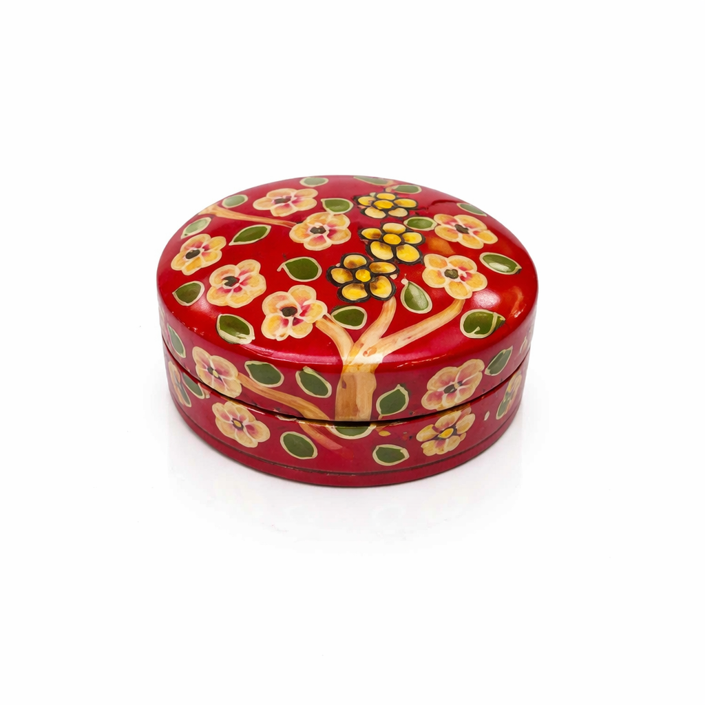 Cajita de Sueños Oval Mini Flores Rojo