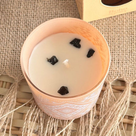 Vela Boho Palo Santo con Piedra Obsidiana 120gr