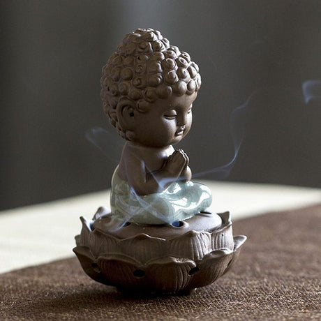 Porta Incienso en Cono Buda Meditación Azul
