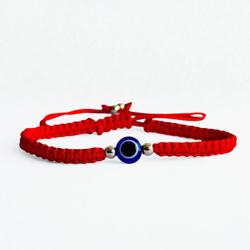 Pulsera Hilo Rojo Diseño Ojo Turco Azul