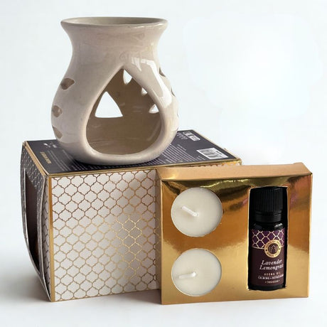 Kit Difusor de Cerámica Ayurveda Lavanda y Lemongrass