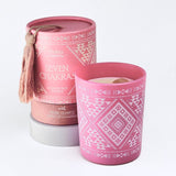 Vela Boho 7 Chakras con Piedra Cuarzo Rosa 200gr
