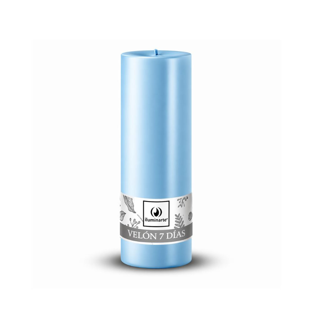 Velón Liso 7 Días Celeste