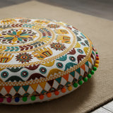 Cojin Boho Amarillo Redondo Mediano