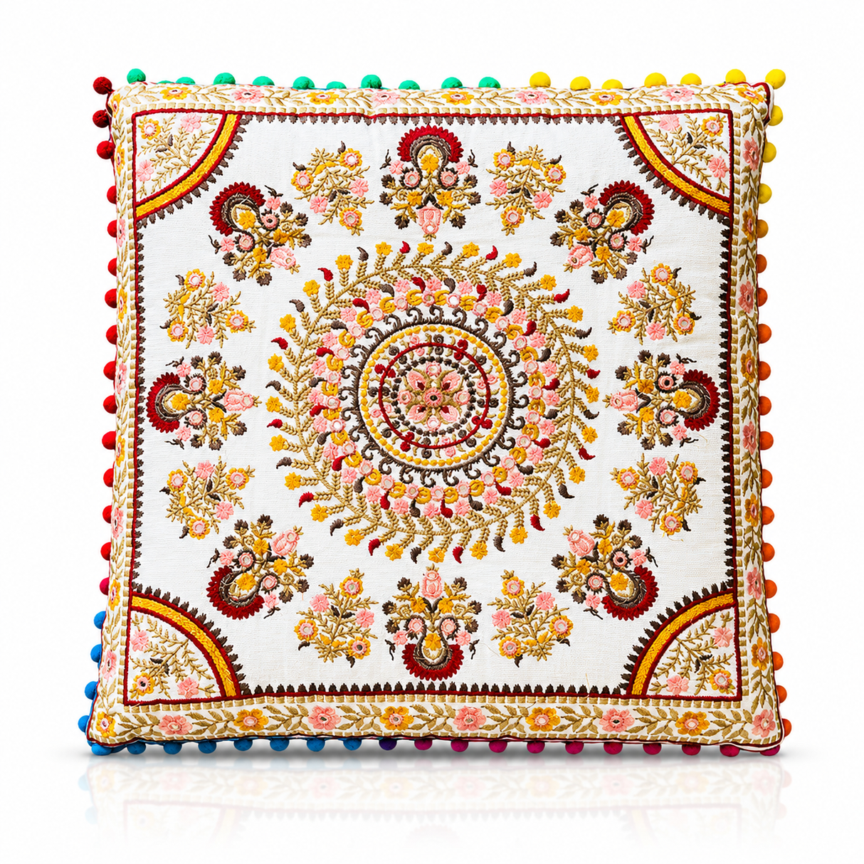 Cojin Boho Amarillo Cuadrado Chico