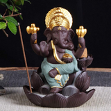 Porta Incienso Cascada Ganesha Verde + 10 inciensos