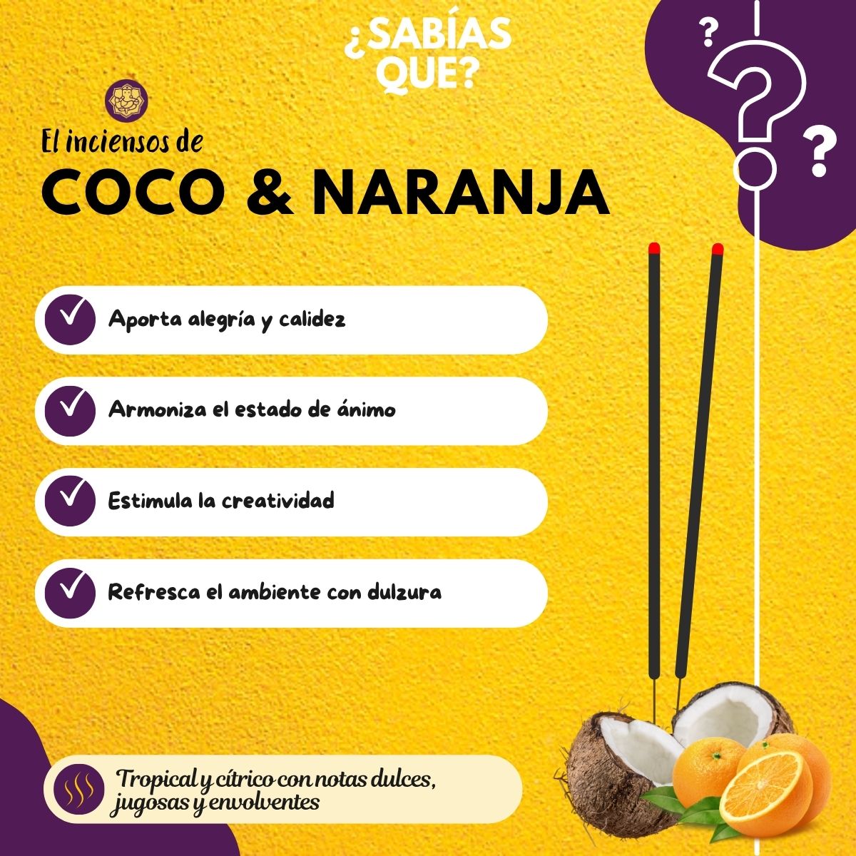 Incienso Natural Coco Naranja