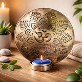 Porta Vela de Pared Flor OM Plateado Pequeño