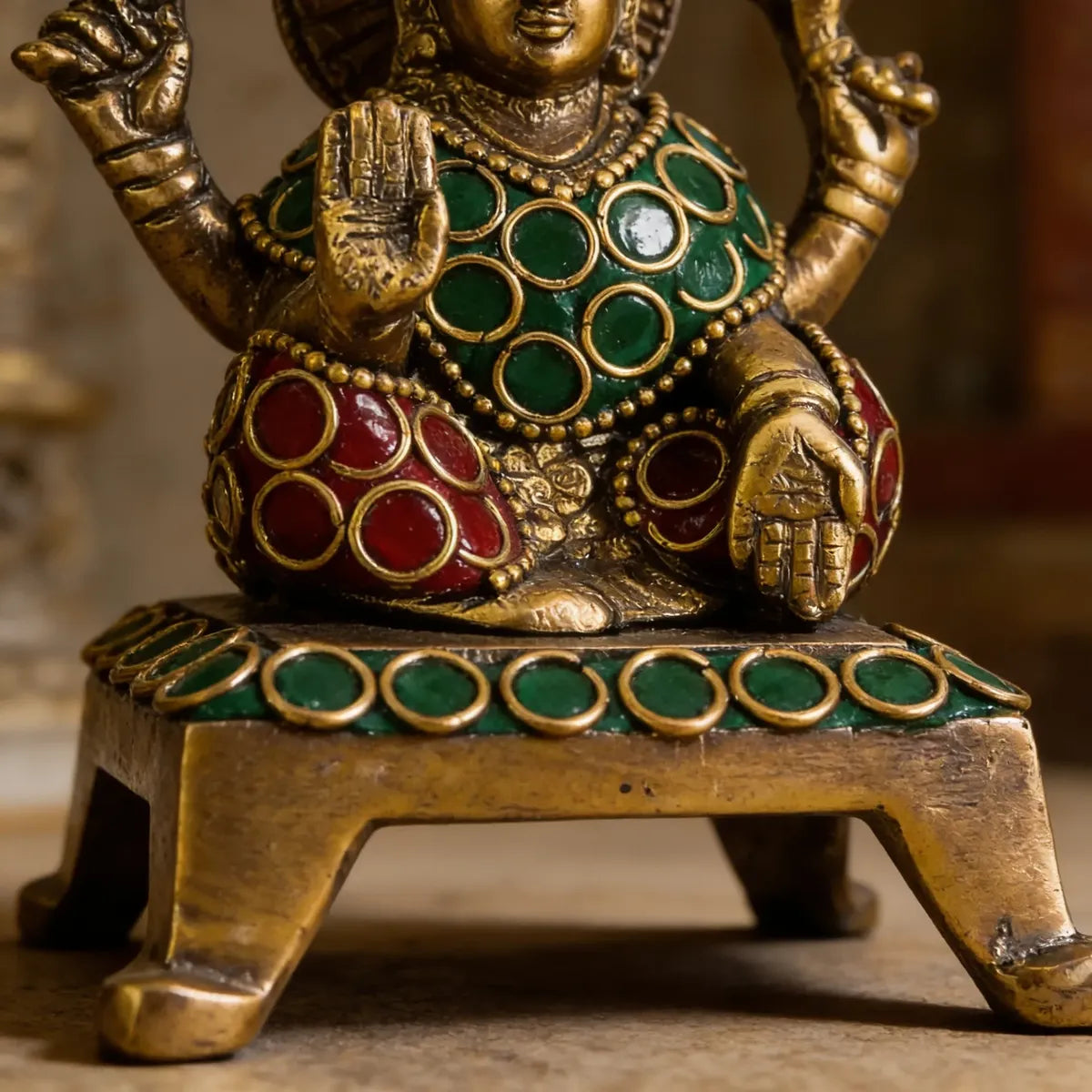 Laxmi de Bronce con Piedras 10 cm