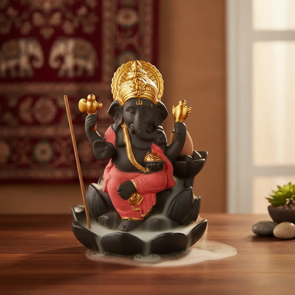 Porta Incienso Cascada Ganesha Rojo