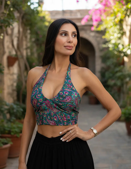 Top Trisha Turquesa con Rosado