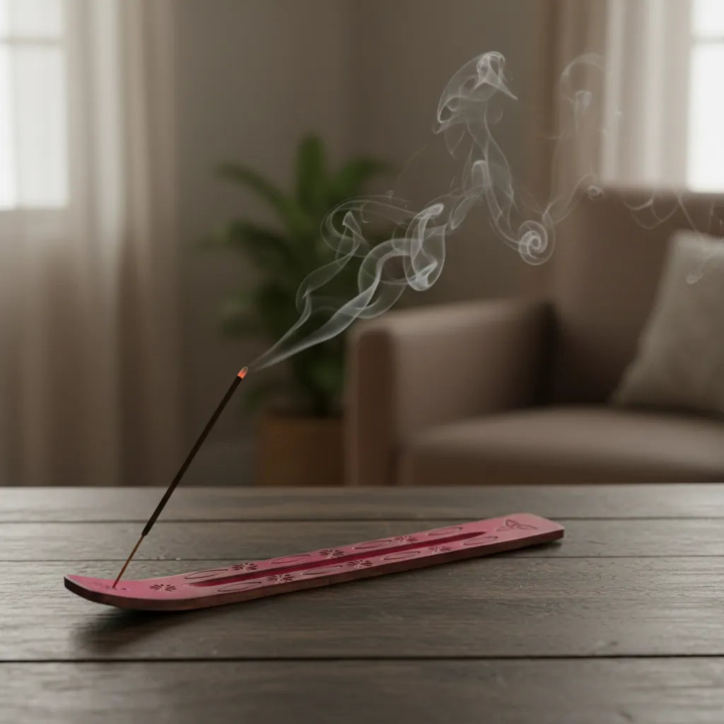 Porta incienso Natural Wood Fucsia