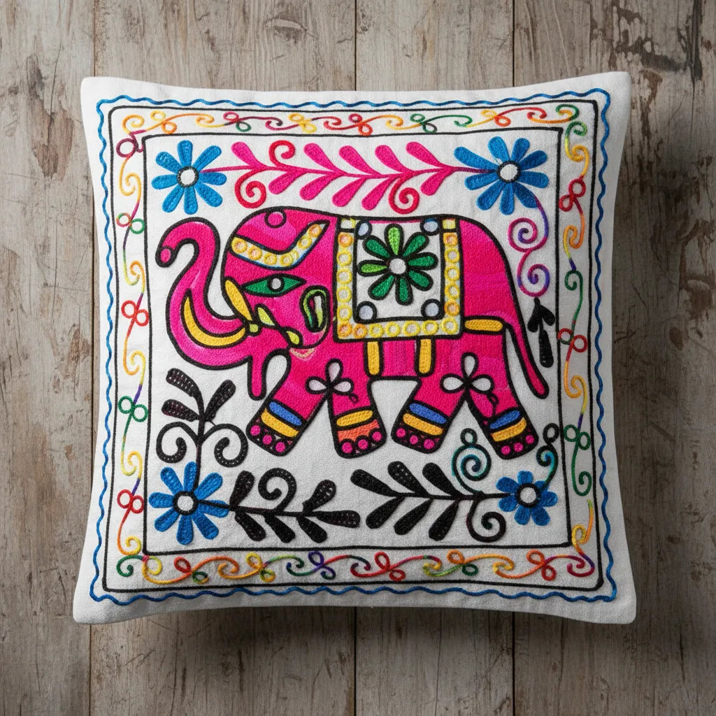 Funda de Cojín Elephant Rosado y Morado