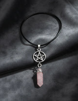Colgante Estrella de Punta Cuarzo Rosa
