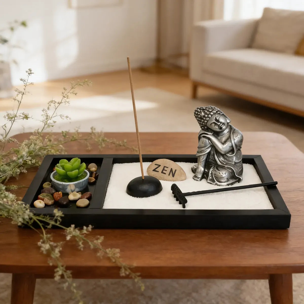 Jardin Zen Buda Plateado