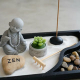 Jardin Zen Joven Monje Rezando