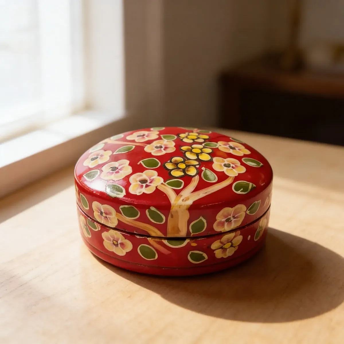 Cajita de Sueños Oval Mini Flores Rojo