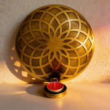 Porta Vela de Pared Flor de la Vida Dorado
