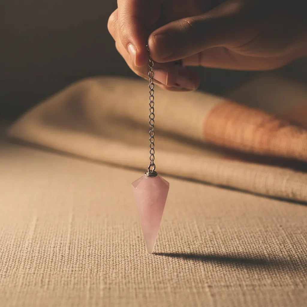 Péndulo Pirámide Cuarzo Rosa Grande