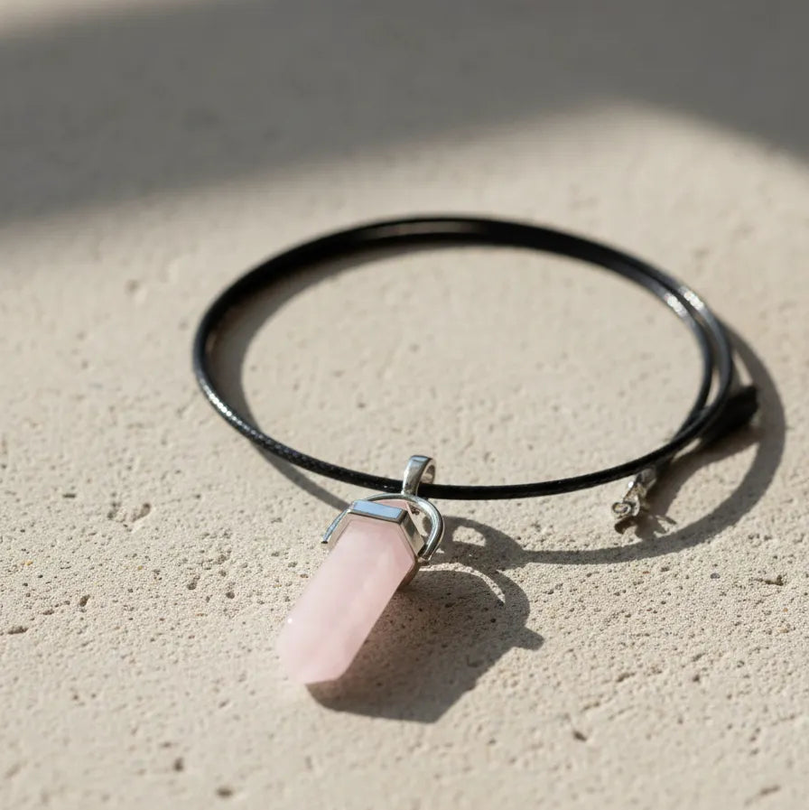 Collar de Punta Cuarzo Rosa