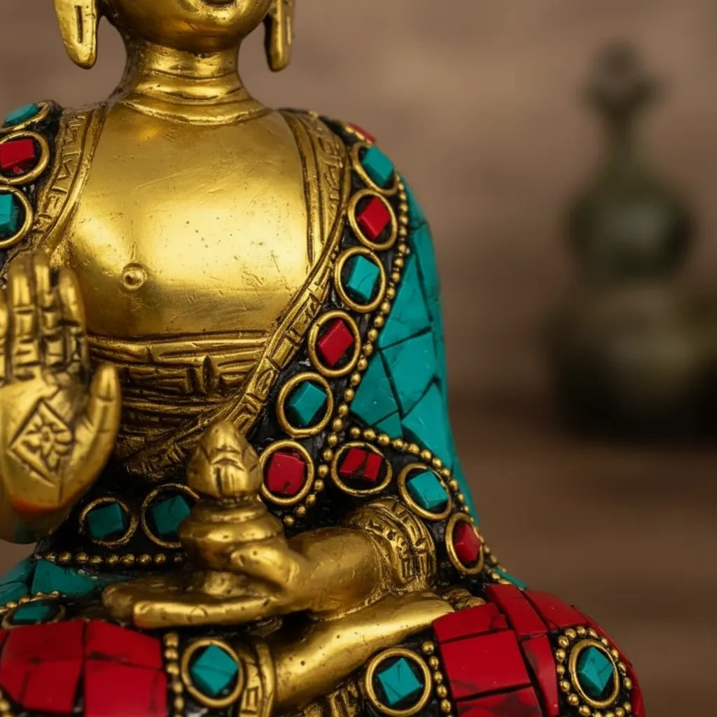 Buda Siddhartha Bronce con Piedras 18 cm