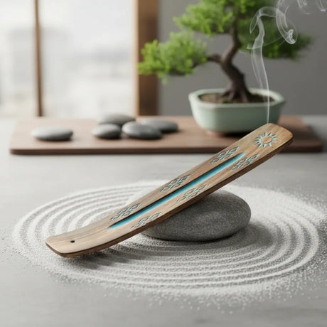 Porta incienso Natural Wood Azul