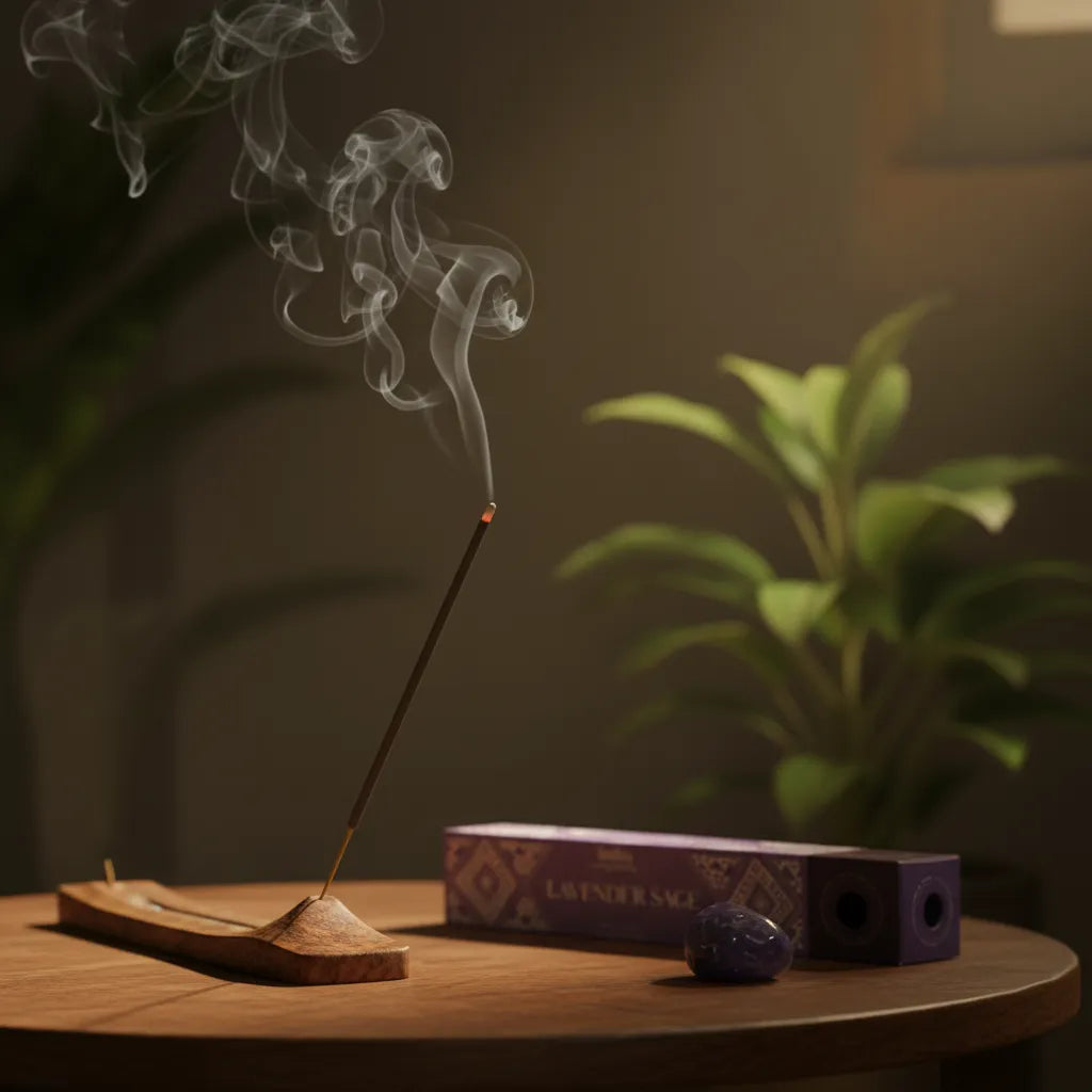 Incienso Lavanda y Salvia con Piedra Amatista