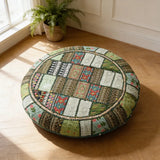 Cojin de Suelo Patchwork Verde Redondo Extra Grande