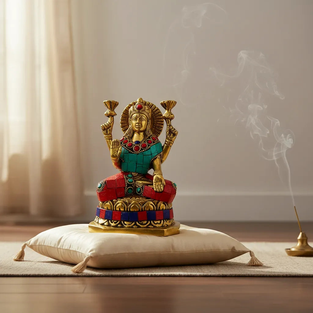Laxmi Bronce con Piedras 14 cm