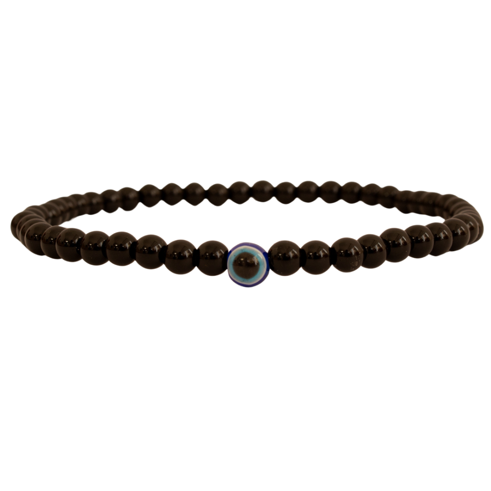 Pulsera Obsidiana Negra con Ojo turco 4mm