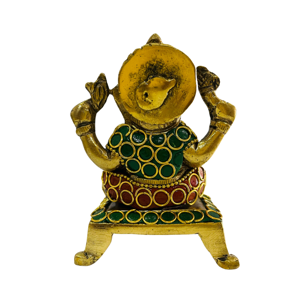 Figura Ganesh Bronce y Piedras