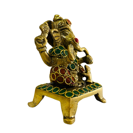 Figura Ganesh Bronce y Piedras
