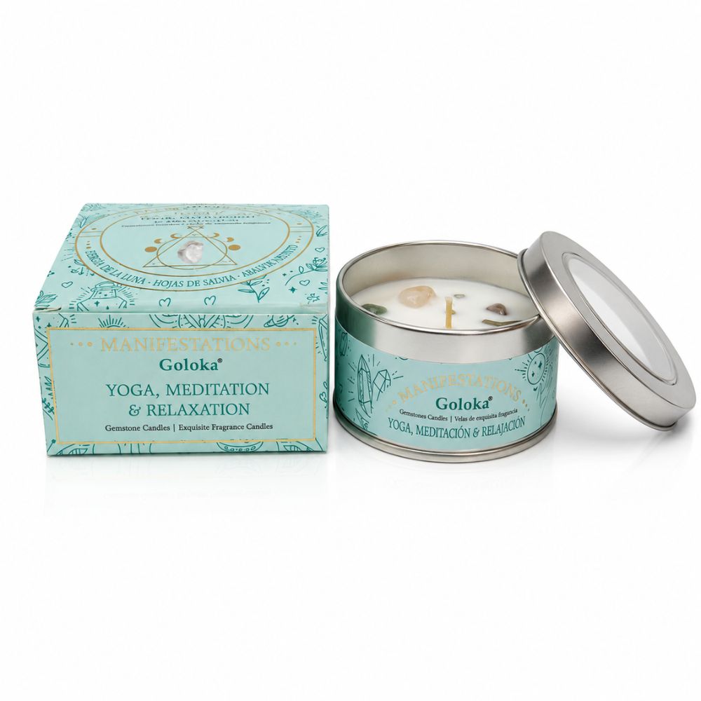 Vela Tarro Hojas de Salvia Raíz Vetiver con Piedra Luna