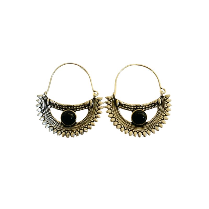 Aros Plateados Perla Onix