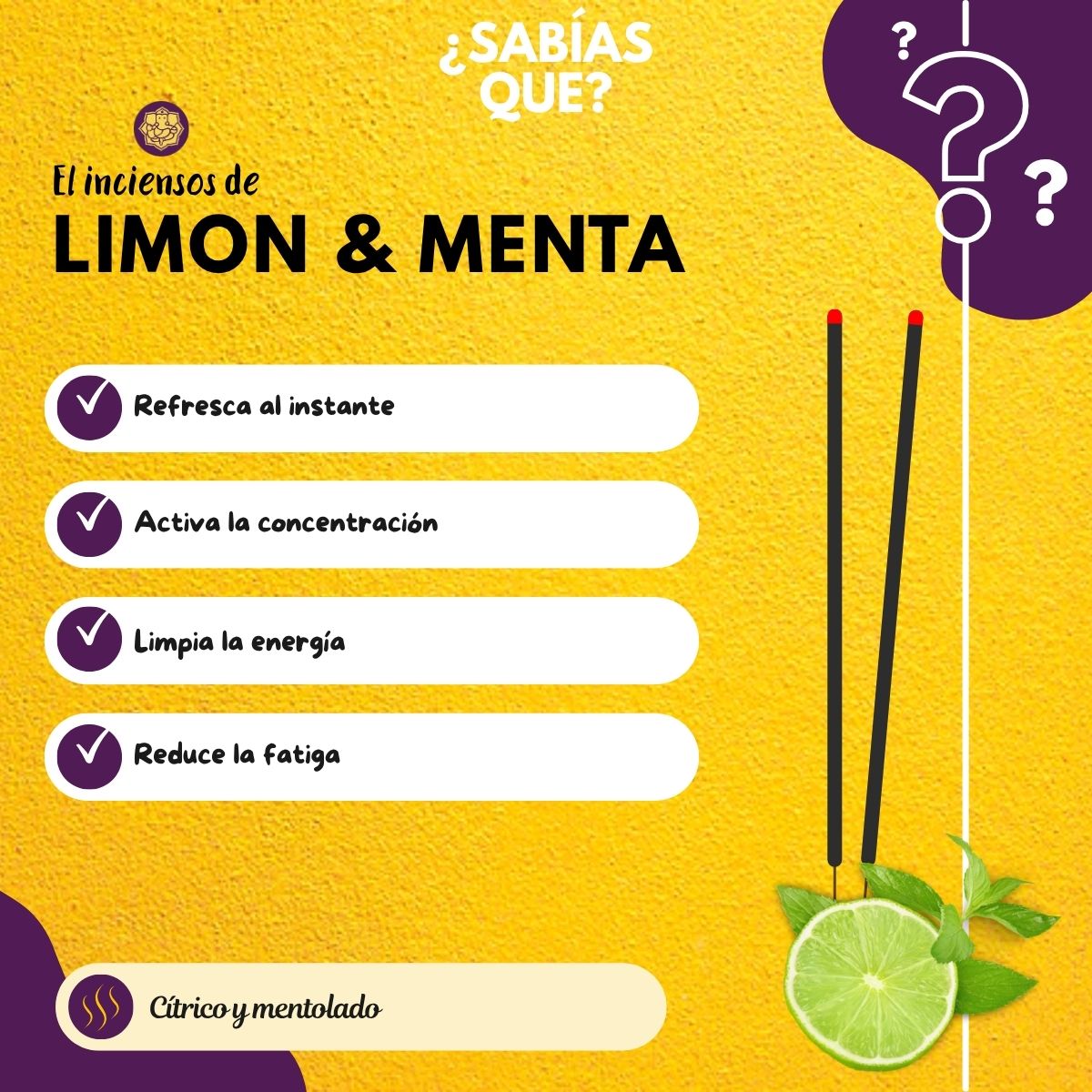 Incienso Natural Limon y Menta