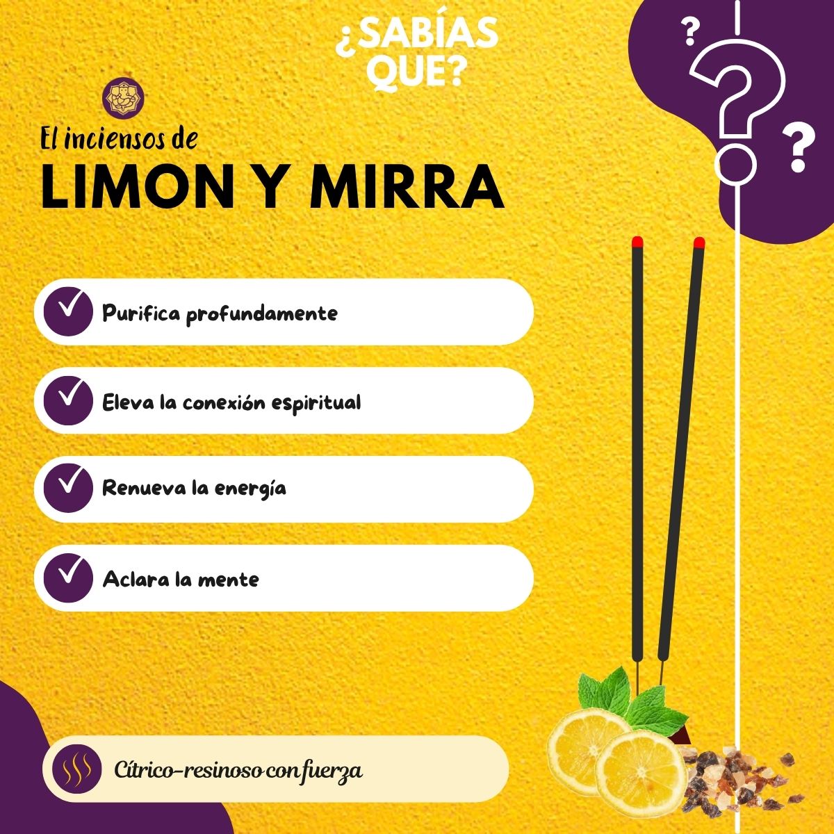 Incienso Natural Limon y Mirra