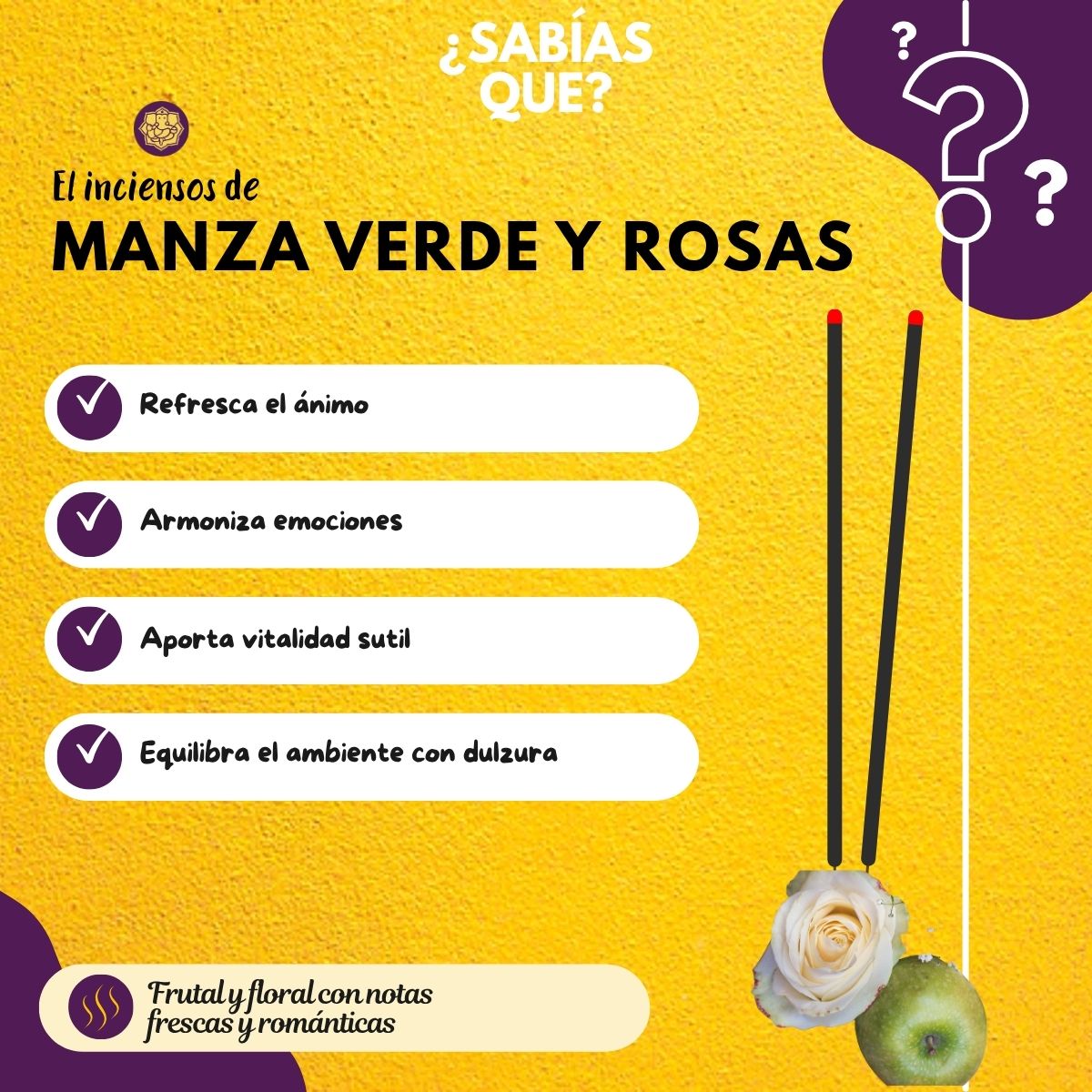 Incienso Natural Manzana Verde y Rosas