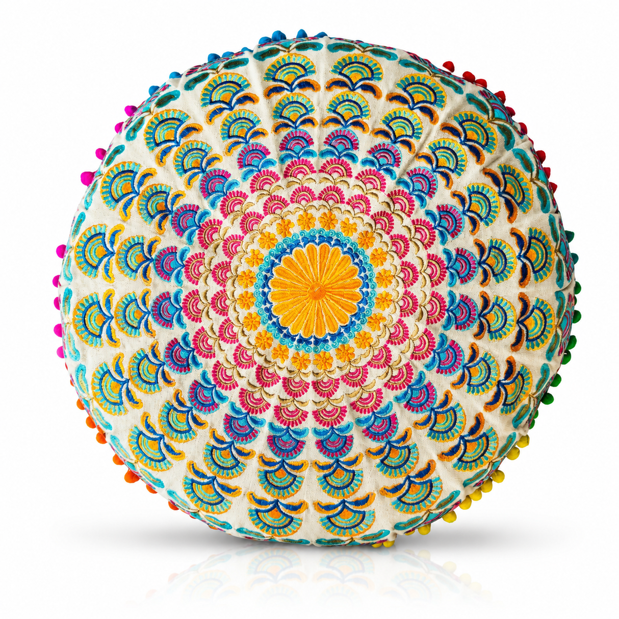Cojin Boho Multicolor Redondo Chico