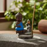 Porta Incienso Cascada Mini Buda Siddharta Azul