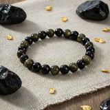 Pulsera Obsidiana Dorada 8mm