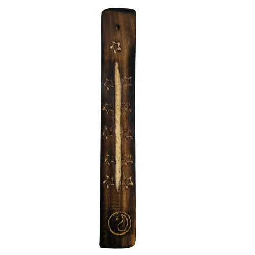 Tabla Porta Incienso Madera: Ying Yang Estrella
