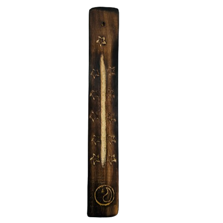 Tabla Porta Incienso Madera: Ying Yang Estrella