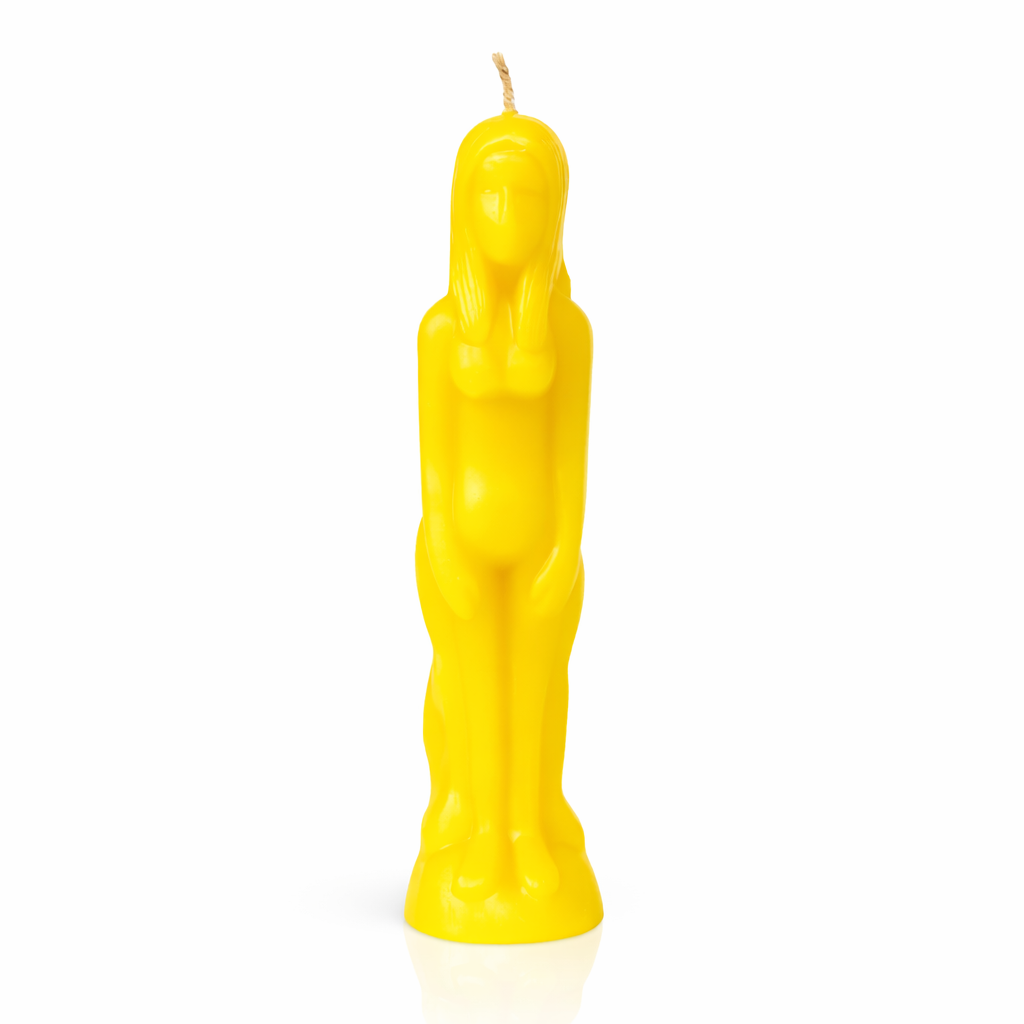 Vela Wicca Silueta Mujer Amarilla
