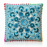 Cojin Boho Celeste Cuadrado Grande