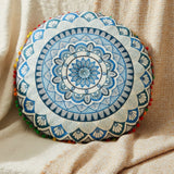 Cojin Boho Azul Redondo Grande