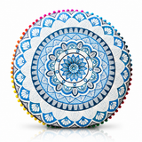Cojin Boho Azul Redondo Grande