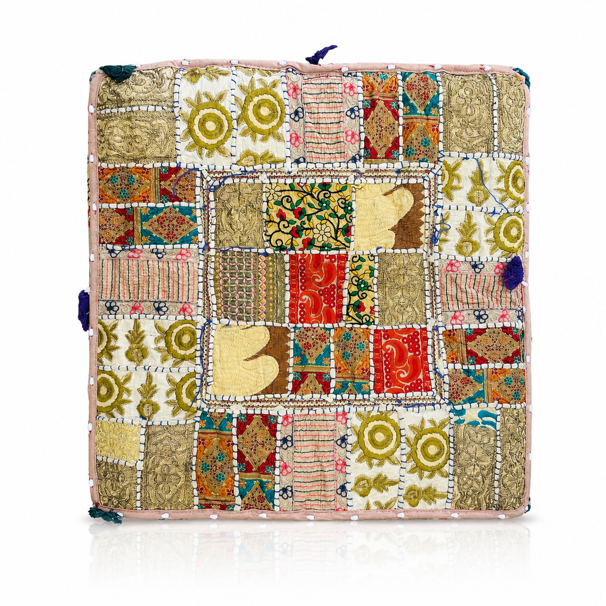 Cojin Patchwork Blanco Cuadrado Grande