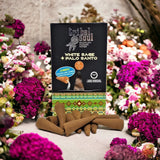 Incienso Cascada Salvia Blanca + Palo Santo 10 conos