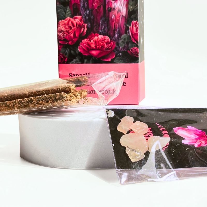 Incienso con Piedras de Cuarzo Rosa